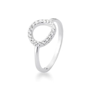 Anel círculo cravejado de prata