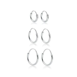 Trio de brincos argola lisa