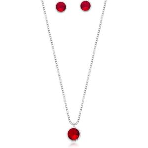 Conjunto de prata redondo vermelho