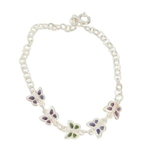 Pulseira em borboletas na zirconia coloridas