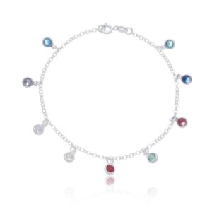 Pulseira prata ponto de luz colorida