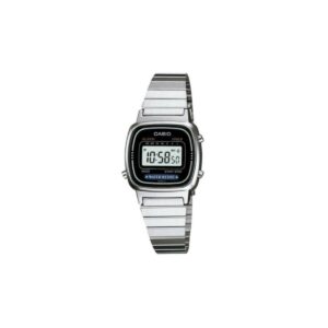 Casio mini vintage prata com o fundo preto arredondado