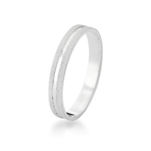 Aliança compromisso prata diamantada com friso 3,5 mm unitária 18
