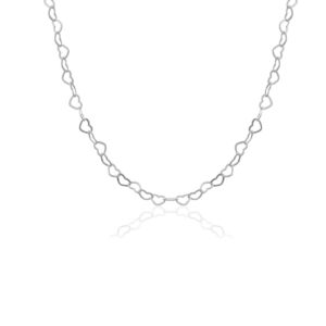 Corrente elos coração prata 925