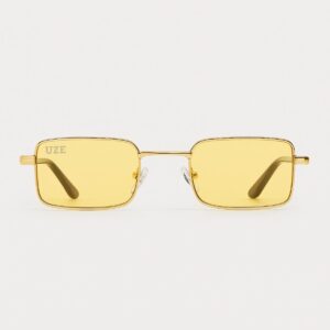 Óculos de sol retangular paris 2.0 - amarelo/ dourado preto - metal