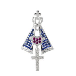 Pingente nossa senhora aparecida com cruz