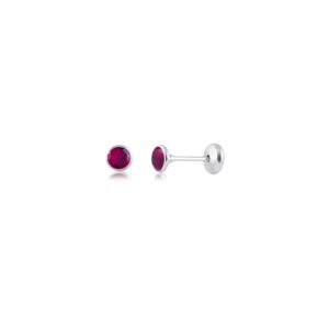 Brinco de prata tarraxa baby zircônia rosa 3mm