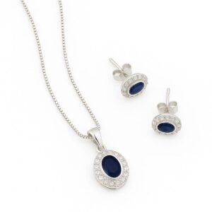 Conjunto oval azul cravejado